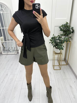 Elastický top s viazaním Noemi - čierny N1713