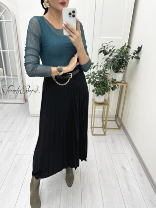 Midi plisovaná sukňa Ronda - čierna N1827