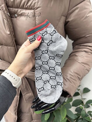 Vzorované členkové ponožky - sivo-čierne N2646