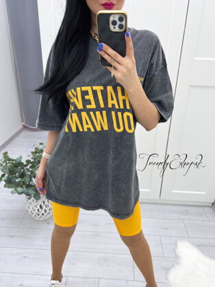 Dlhšie OVERSIZE tričko WHAT EVER YOU WANT - šedé S692