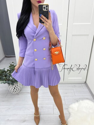 Sakové šaty s plisovanou sukňou Kamila - fialové S731