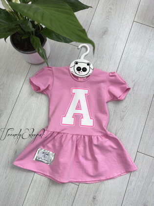Detské bavlnené šaty "A" - ružové S907