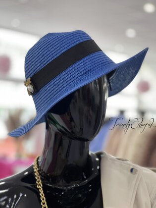 Slamený klobúk Hunter - modrý S1134