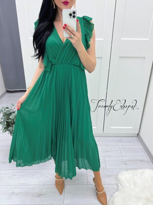 Plisované šaty Hanna - zelené S1020