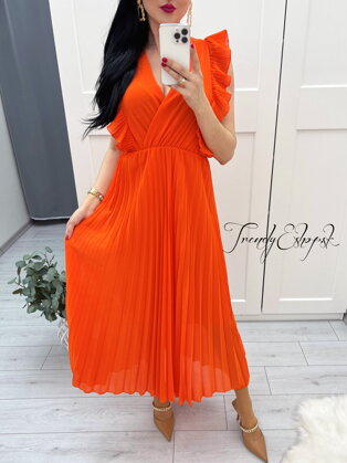 Plisované šaty Hanna - oranžové S1023