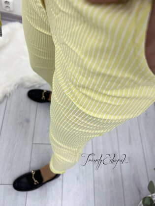 Pruhované nohavice Tinley - žlto-biele S976