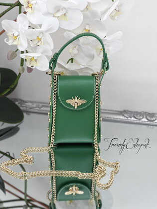 Malá kožená kabelka Abeille - zelená S633