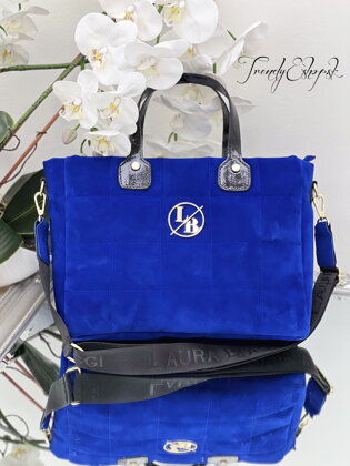 Prešívaná semišová kabelka Lisa - parížska modrá S596