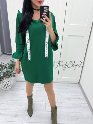 Bavlnené šaty s kapucňou DEJAVU - zelené S1227