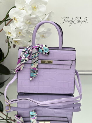 Elegantná vzorovaná kabelka so šatkou Eleonora - fialová S1380