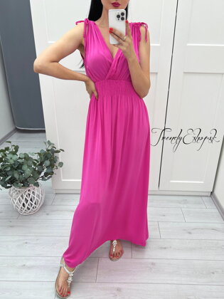 Dlhé bavlnené šaty Ariella - ružové S1823