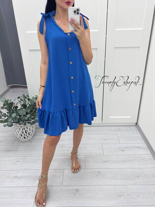 Letné šaty na gombíky Holin - parížske modré S2090