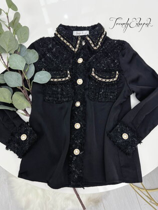 Dievčenská kombinovaná košeľa Eliya - čierna S2507