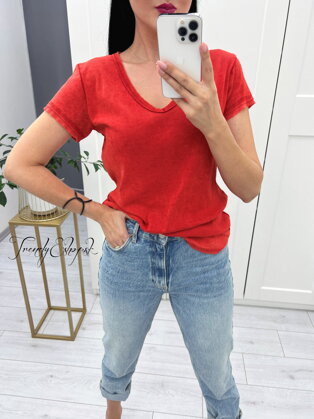 Jednoduché bavlnené tričko Taylor - červené S2701