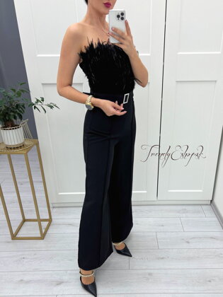 Elegantný overal s perím Sonny - čierny S3127