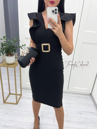 Elegantné puzdrové šaty s prackou Vivienne - čierne S3356