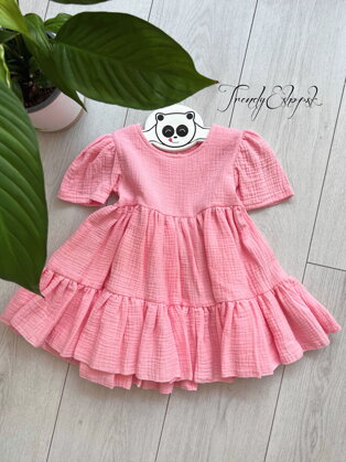 Detské šaty s volánovou sukňou - ružové S1886