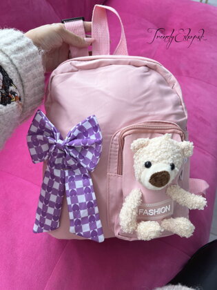 Detský plátnený ruksačik s mackom - ružový S2856