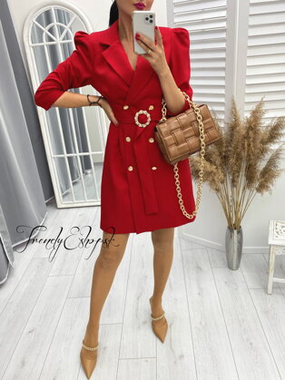 Elegantné sakové šaty Nathalie  - červené L2190