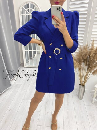 Elegantné sakové šaty Nathalie - parížske modré L2248