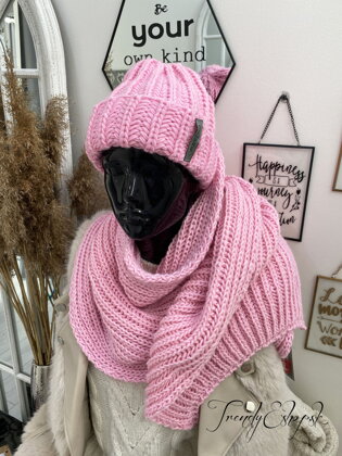 Zimný pletený komplet Siempre - ružový L118