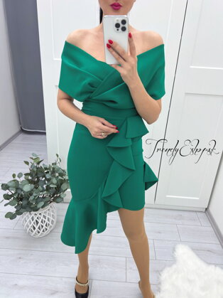 Elegantné šaty s volánmi Viviana - zelené L3393
