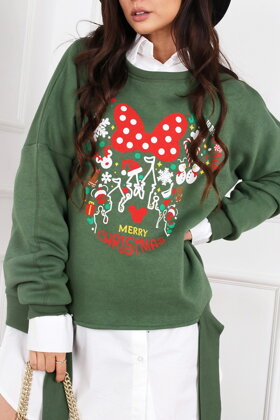 OVERSIZE mikina Merry Christmas - zelená V3913
