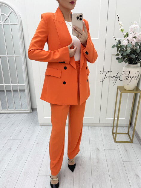 Elegantný nohavicový kostým DILVIN - oranžový C727