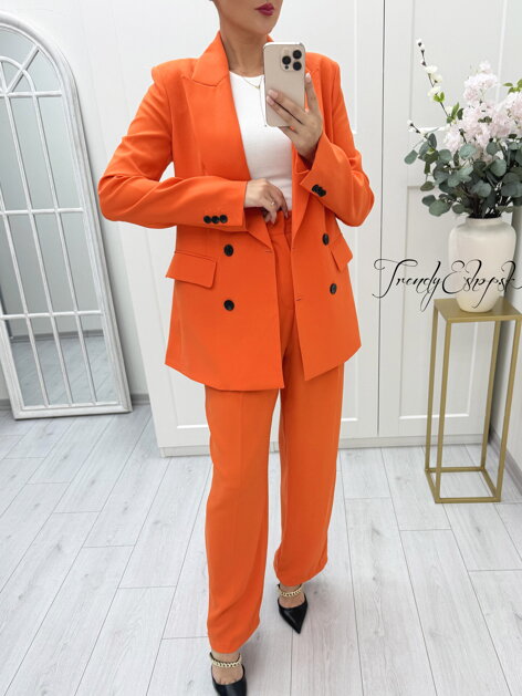 Elegantný nohavicový kostým DILVIN - oranžový C727