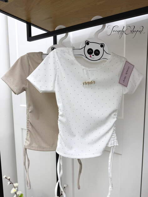 Béžové tričko so štrasovými kamienkami MIN C732