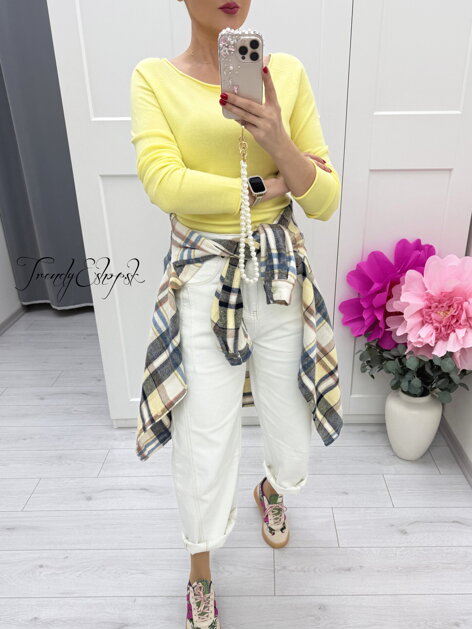 Károvaná košeľa - béžovo-žlto-biela C62