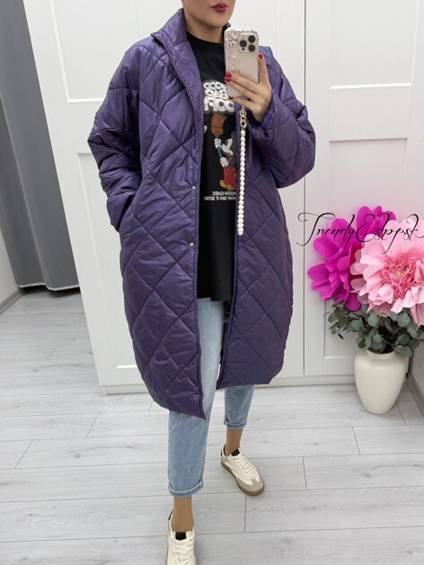 Tmavofialová prechodná prešívaná bunda C22