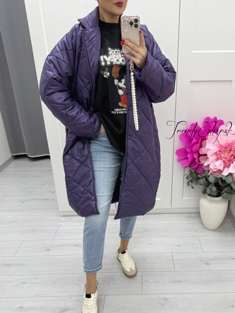 Tmavofialová prechodná prešívaná bunda C22