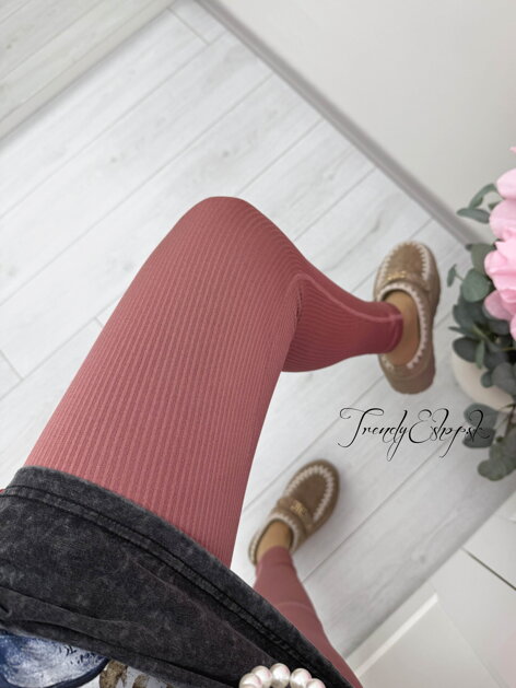 Tehlové rebrované legíny s riasením na zadku C145