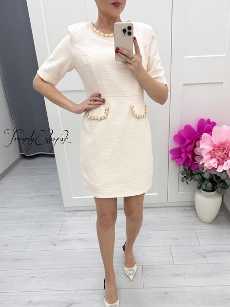 Svetloružové šaty s reťazou ESITO C273