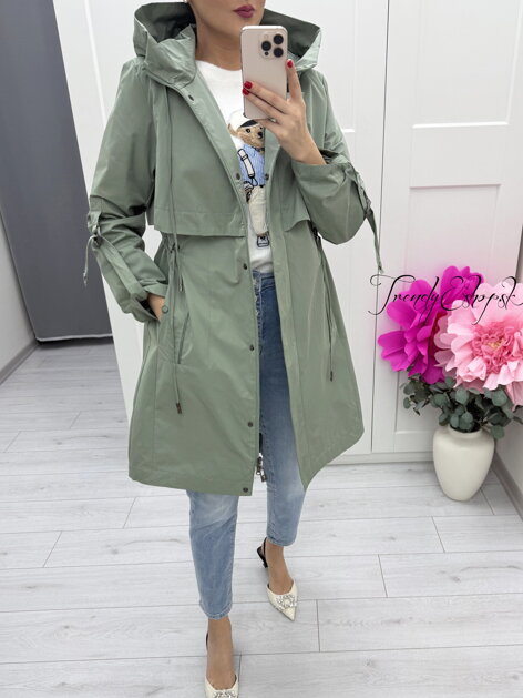 Zelená nepromokavá parka s kapucňou C269