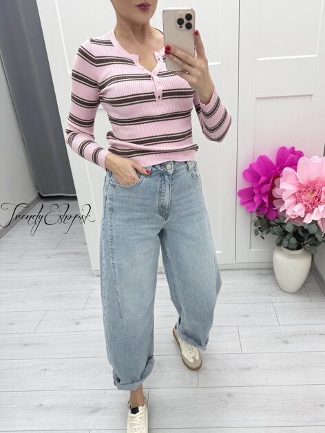 Ružovo-hnedý rebrovaný nátelník s gombíkmi C282