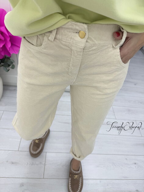 Béžové menčestrové nohavice C305