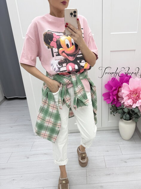 Ružové oversize tričko Mickey C219