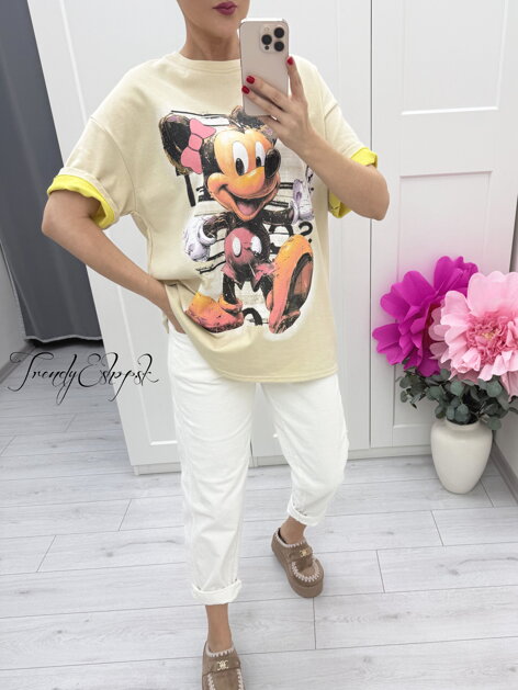 Žlté oversize tričko Mickey C220