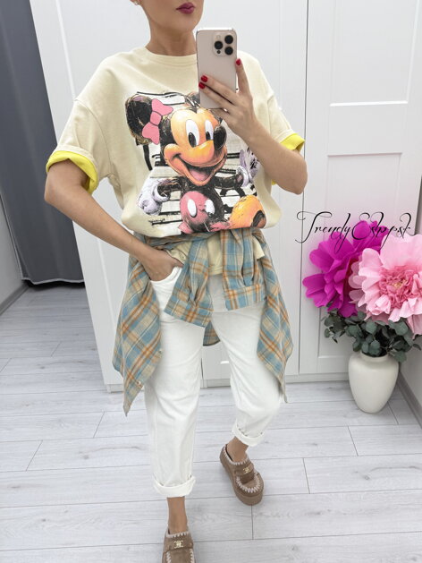 Žlté oversize tričko Mickey C220