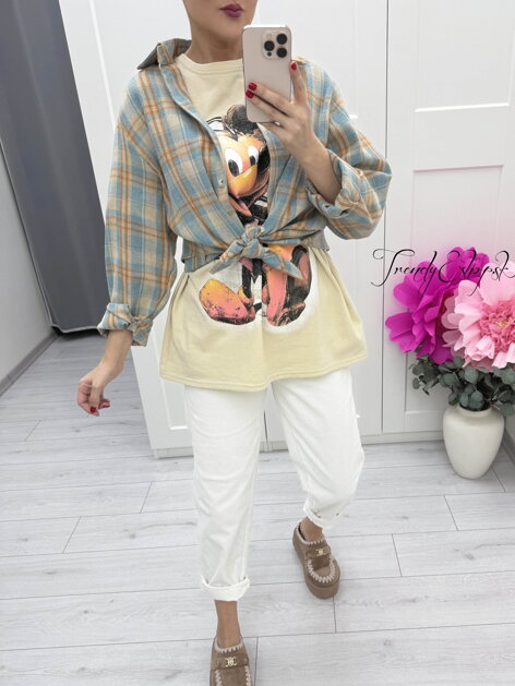 Modro-oranžová károvaná košeľa C225