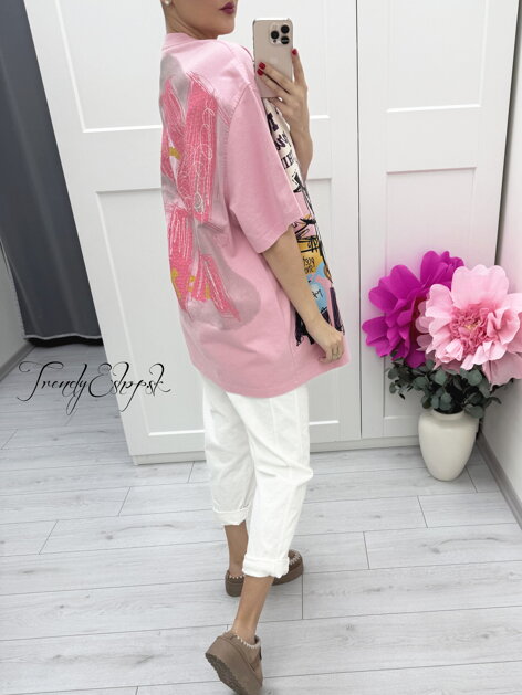 Ružové hrubšie tričko s flitrami DAISY DUCK C216