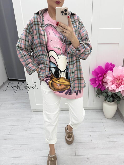 Ružové hrubšie tričko s flitrami DAISY DUCK C216