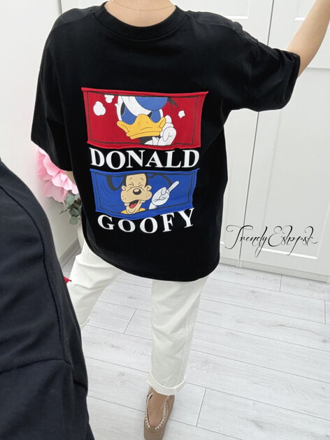 Čierne tričko s oranžovou nášivkou MICKEY C218