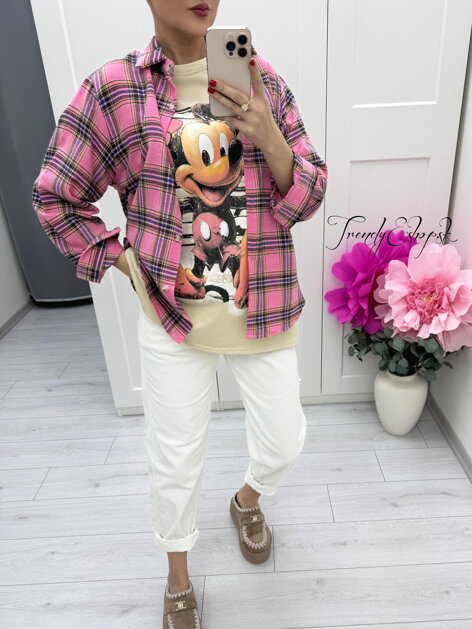 Ružovo-fialová károvaná košeľa C227