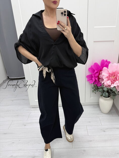 Čierno-hnedá košeľa s tielkom 2v1 C229