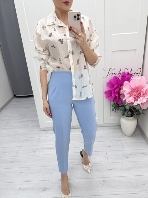 Svetlobéžová košeľa s potlačou DOGS C322