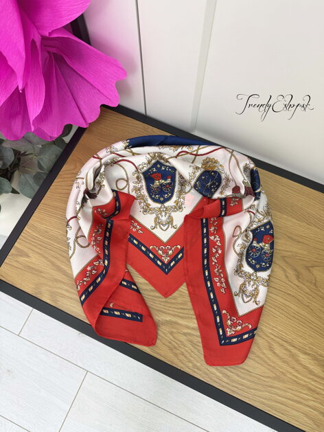 Vzorovaná šatka - červeno-modrá B2055