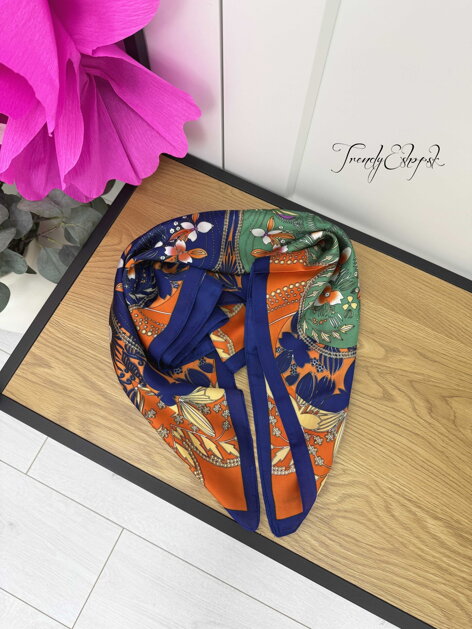 Vzorovaná šatka - modro-oranžová S1347